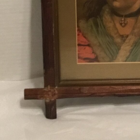 Gorgeous antique framed picture of little girl - tramp or prison art frame - Picture 7 of 9